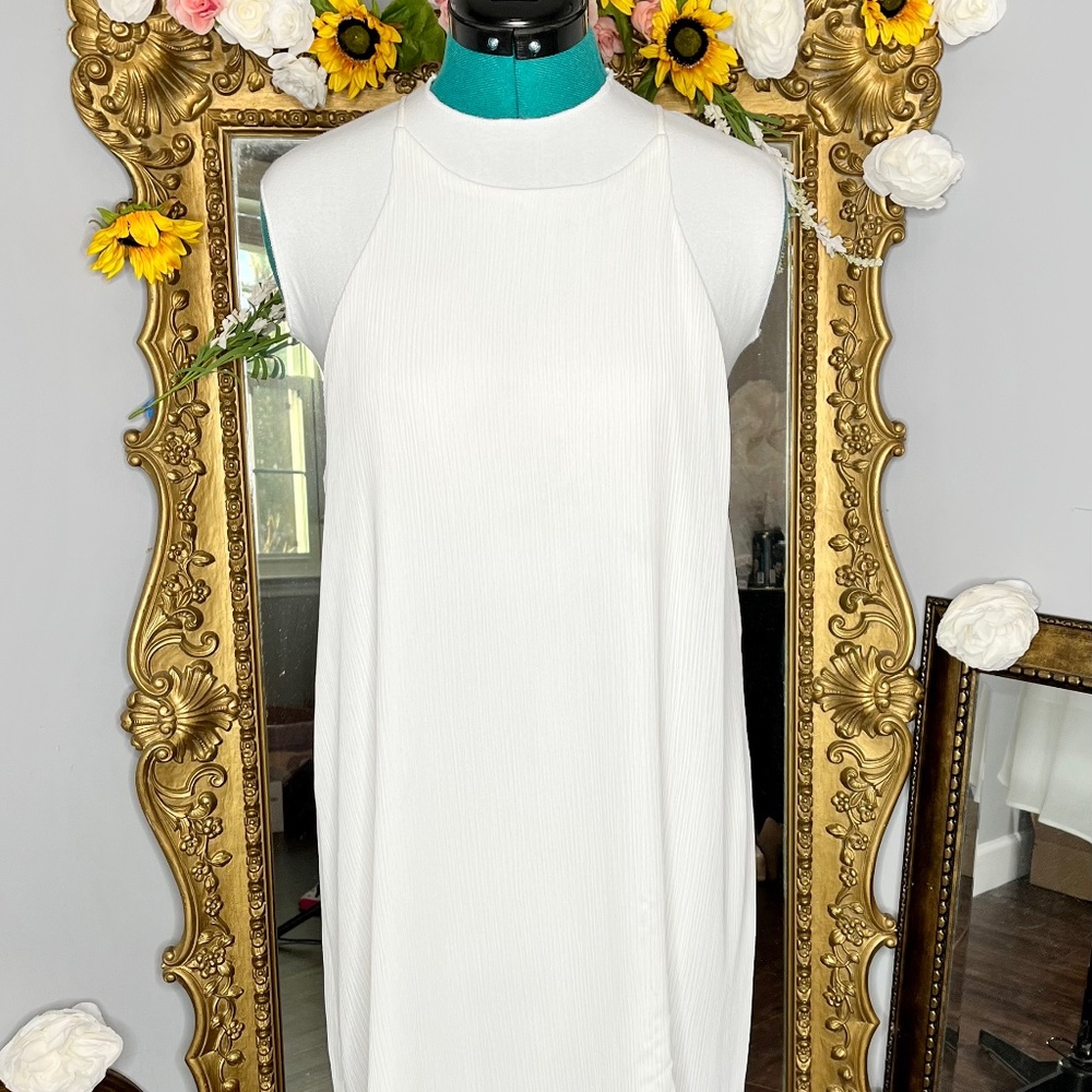 Tyche White Flowing Knee Length Dress